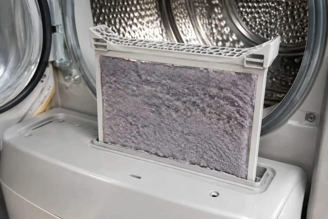 Dryer lint filter heavily restricted by lint