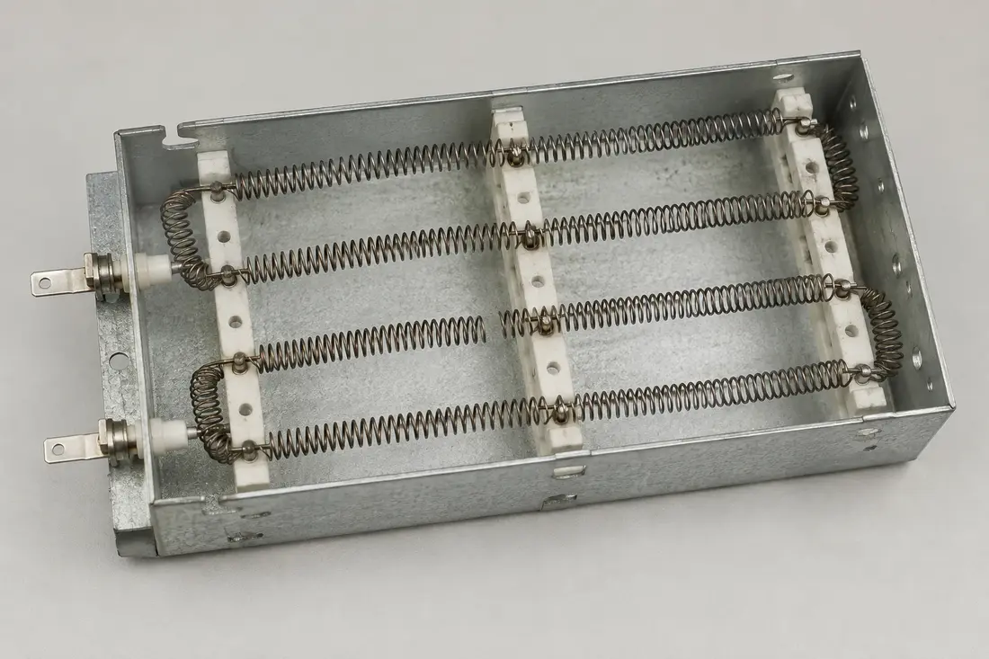 Electric dryer heating element with a broken coil