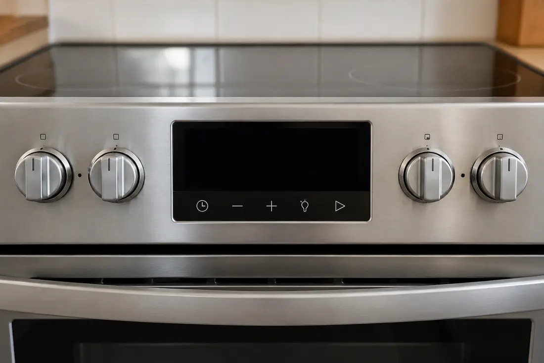 Range control console with a blank display and unlit touch controls