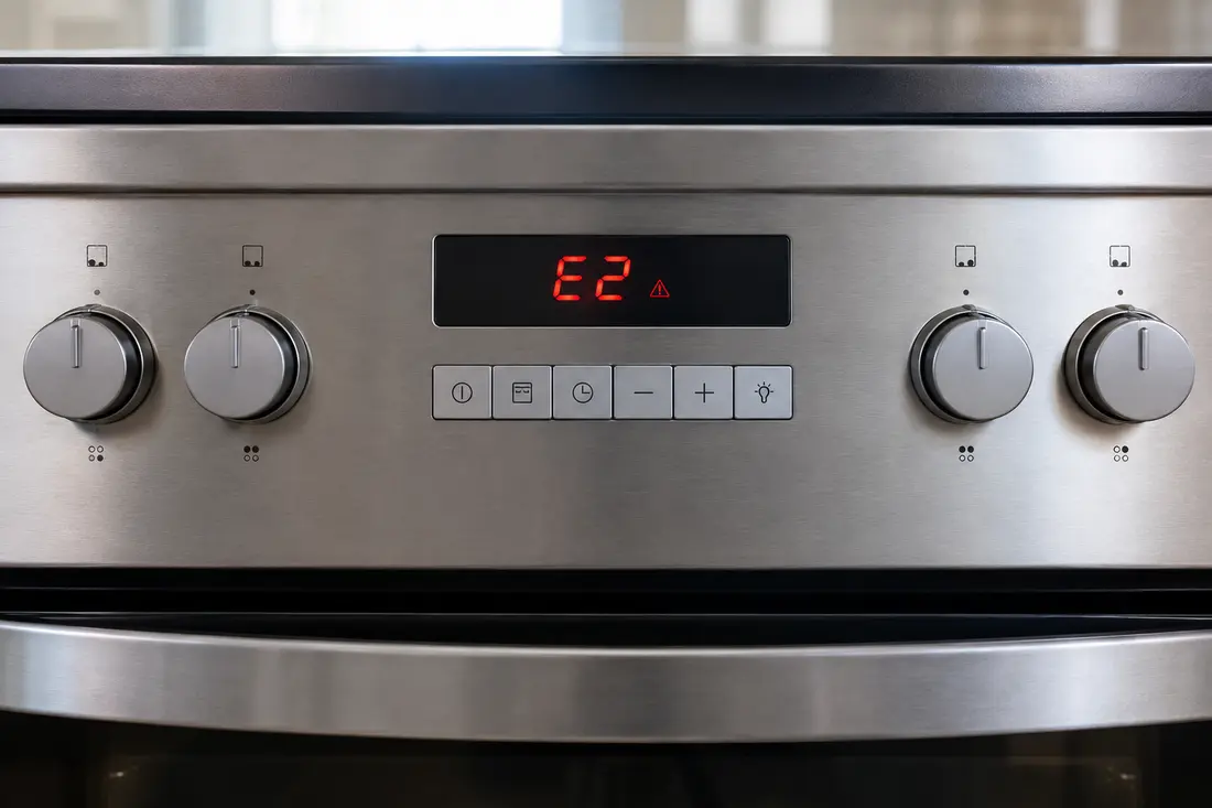 Range control display showing error code E2 and a warning icon