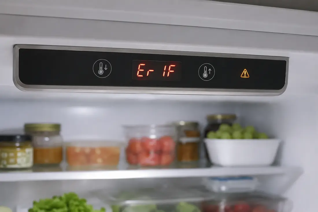 Refrigerator control panel displaying an Er IF error